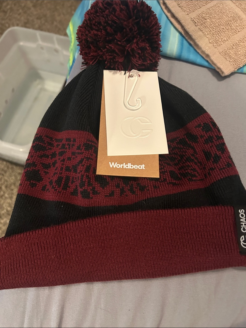 World beats CHAOS bean hat, brand new with tags